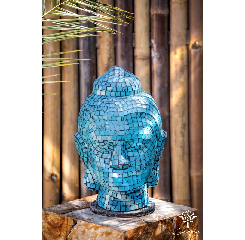 Lampe Tête de Bouddha mosaïque