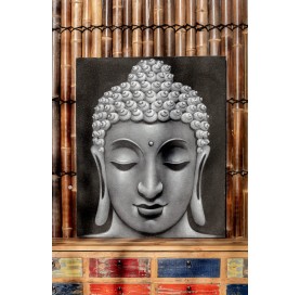 Tableau tête de Bouddha noir et blanc