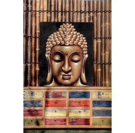 Tableau tête de Bouddha doré