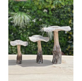 Statuette champignon en bois