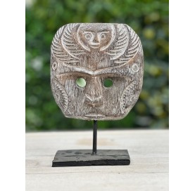 Statuette visage animal en bois