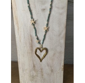 Collier perles et coeur