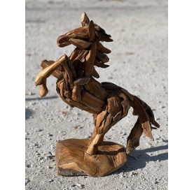 Sculpture cheval en teck