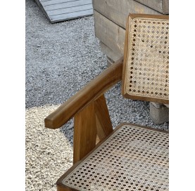 Chaise teck et cannage carrée