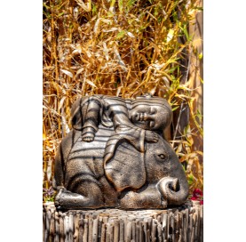 Statue de jardin shaolin sur éléphant | Carole la Porte à Côté