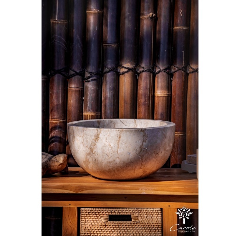 Vasque Ronde Blanche en Marbre 40 cm