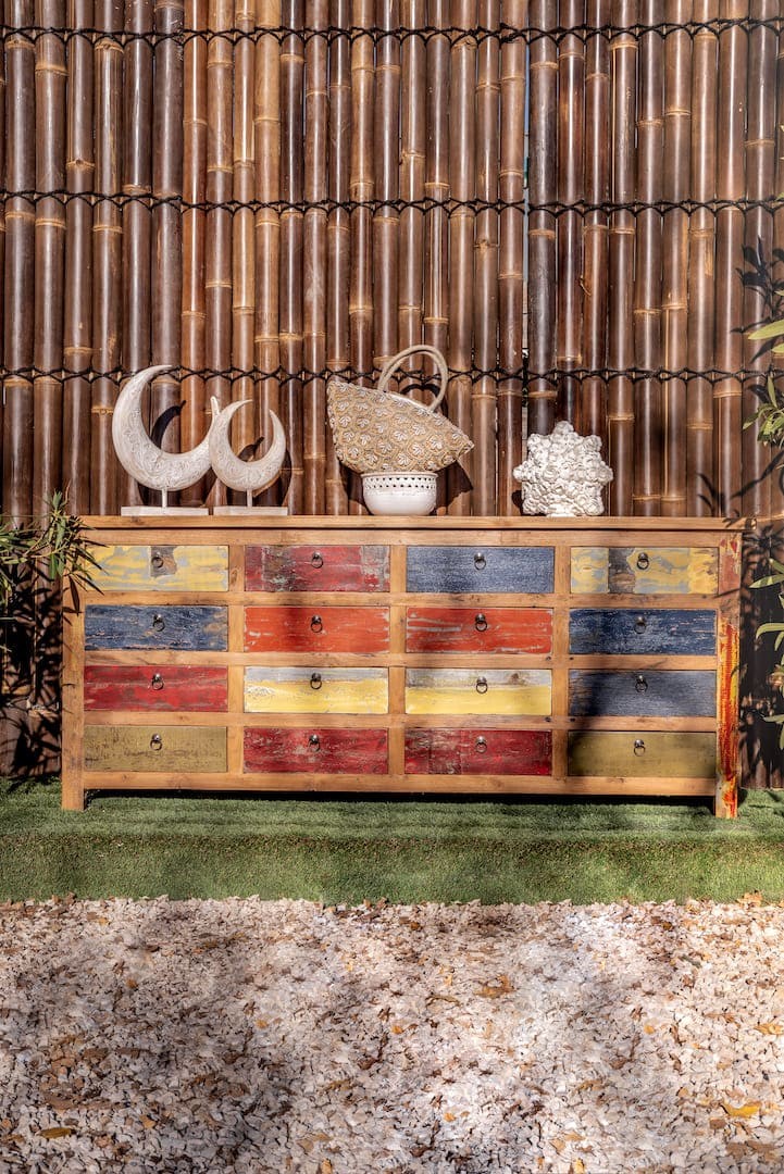 Buffet en bois recyclé 16 tiroirs