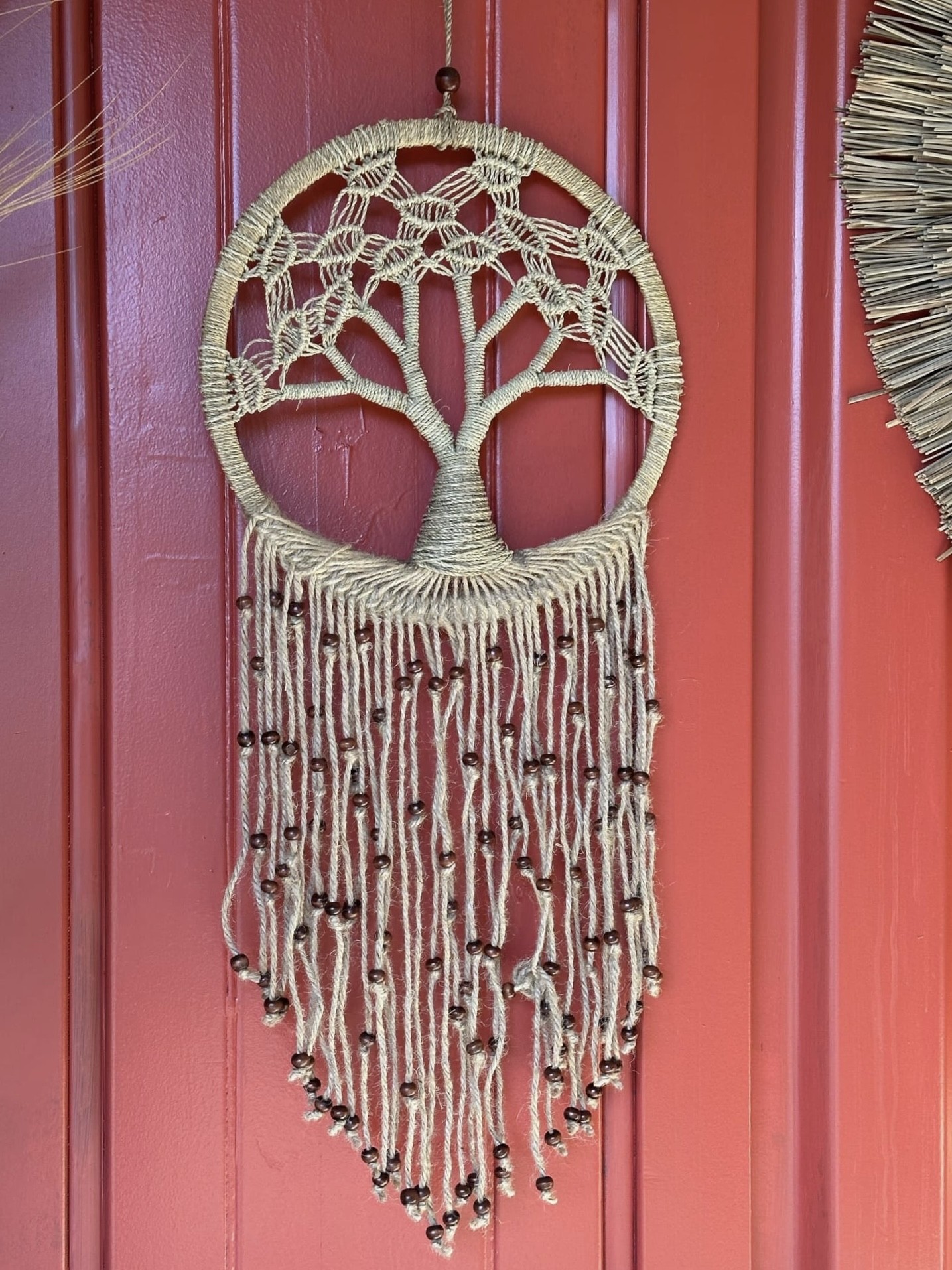 Attrape-rêve arbre de vie en corde tressée beige