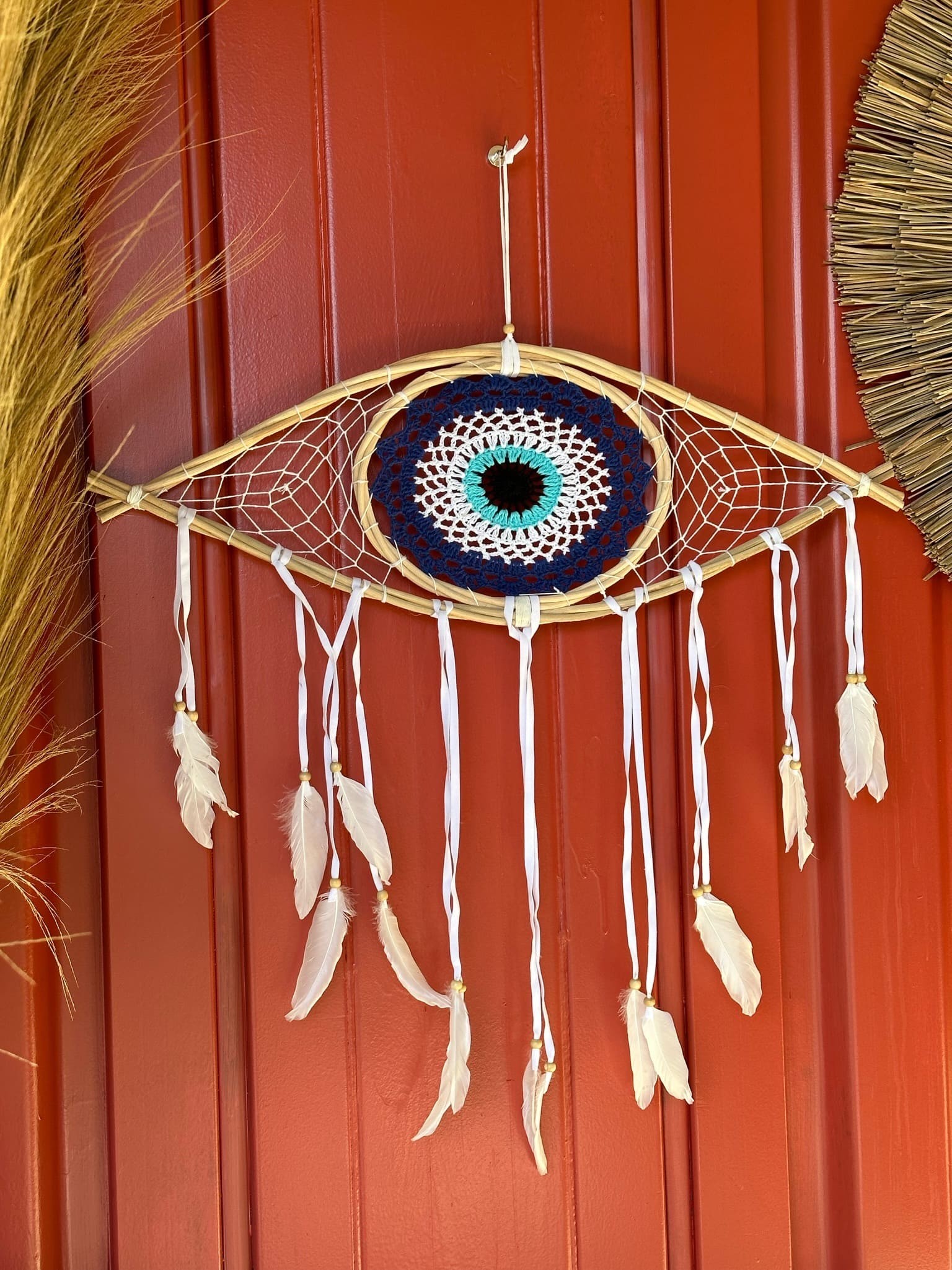 Attrape-rêve œil en bois et macramé