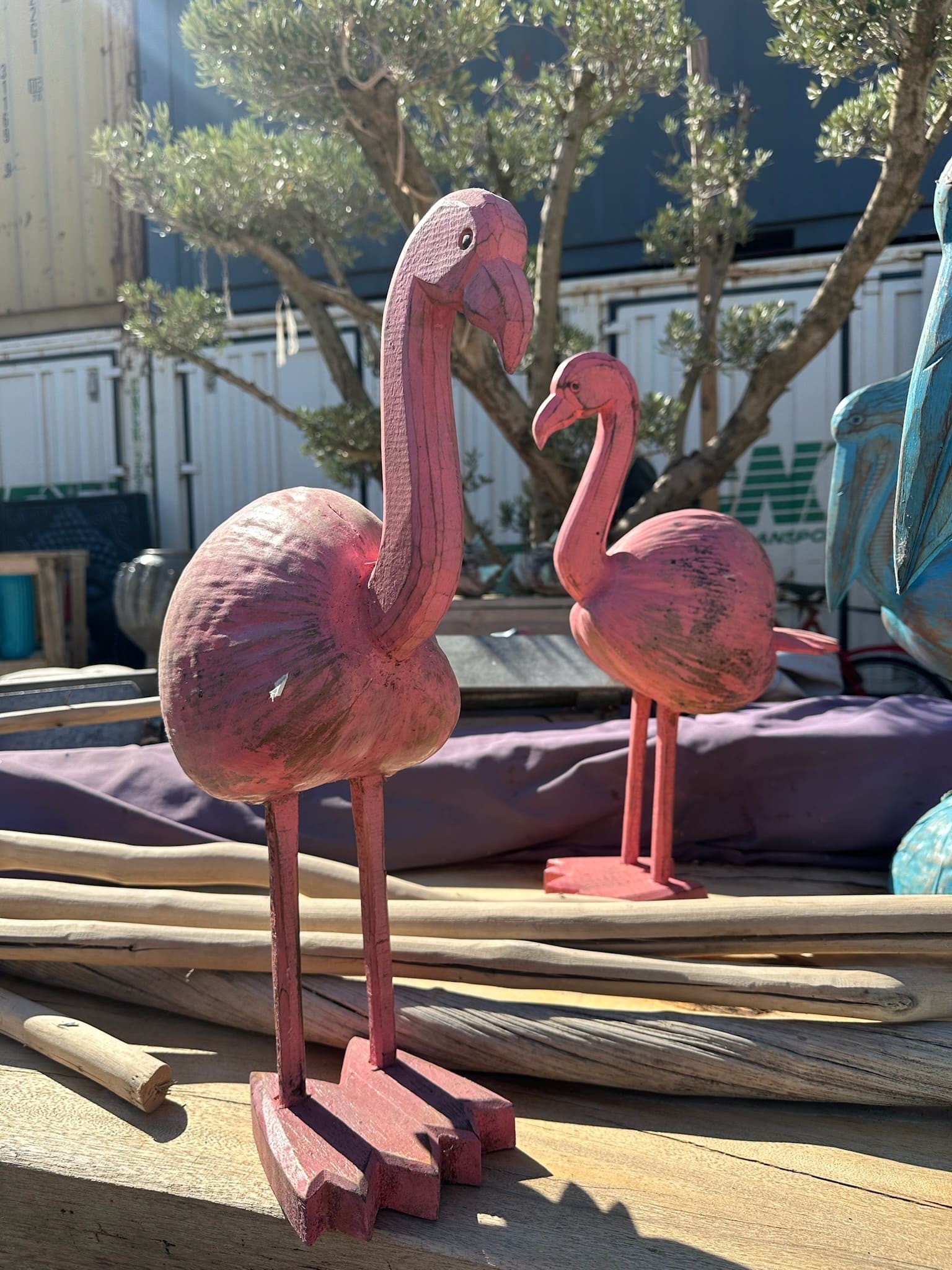 Flamant rose en bois